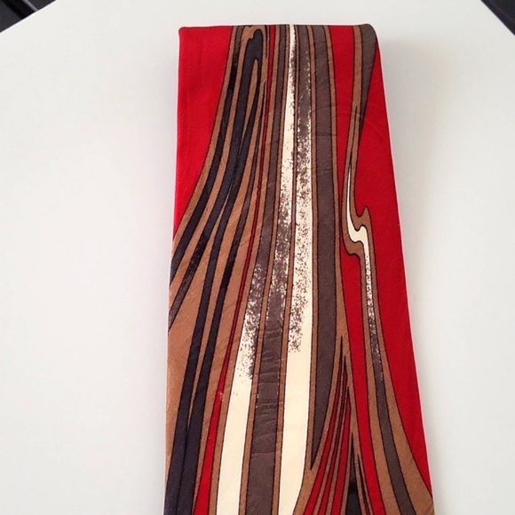 Vintage Zeidler & Zeidler 100% Silk Men's Neck Tie Red  &Tan & Grey - Picture 3 of 8